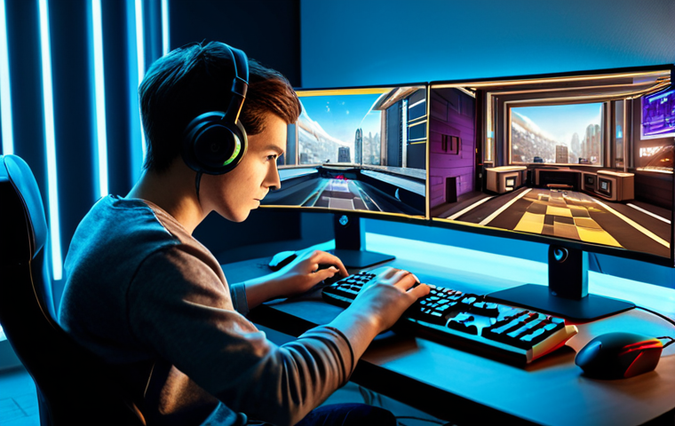 A focused young adult gamer, fully clothed in professional, modest gaming attire, sitting at a desk with perfect anatomy and natural pose. Their well-formed hands are positioned on a high-tech keyboard and mouse, intensely concentrating on a large monitor displaying rapid building and editing sequences from a game's creative mode. The screen features clean, precise architectural structures like 90s and edited boxes, symbolizing mastery. The background is a modern, minimalist gaming room with appropriate lighting, safe for work, appropriate content, fully clothed, natural body proportions, correct proportions, professional photography, high quality.